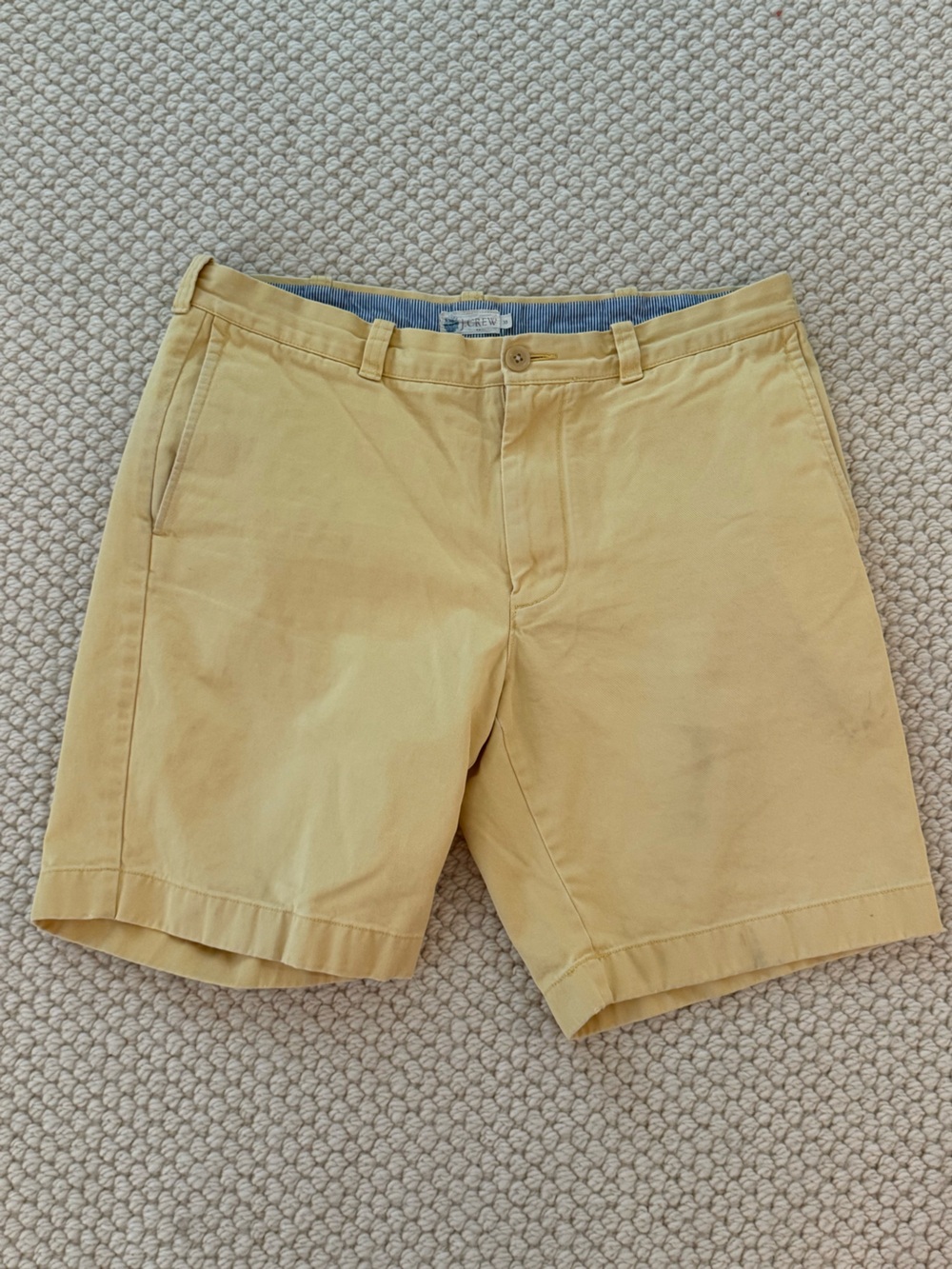 Light yellow, men’s chino shorts from J. Crew